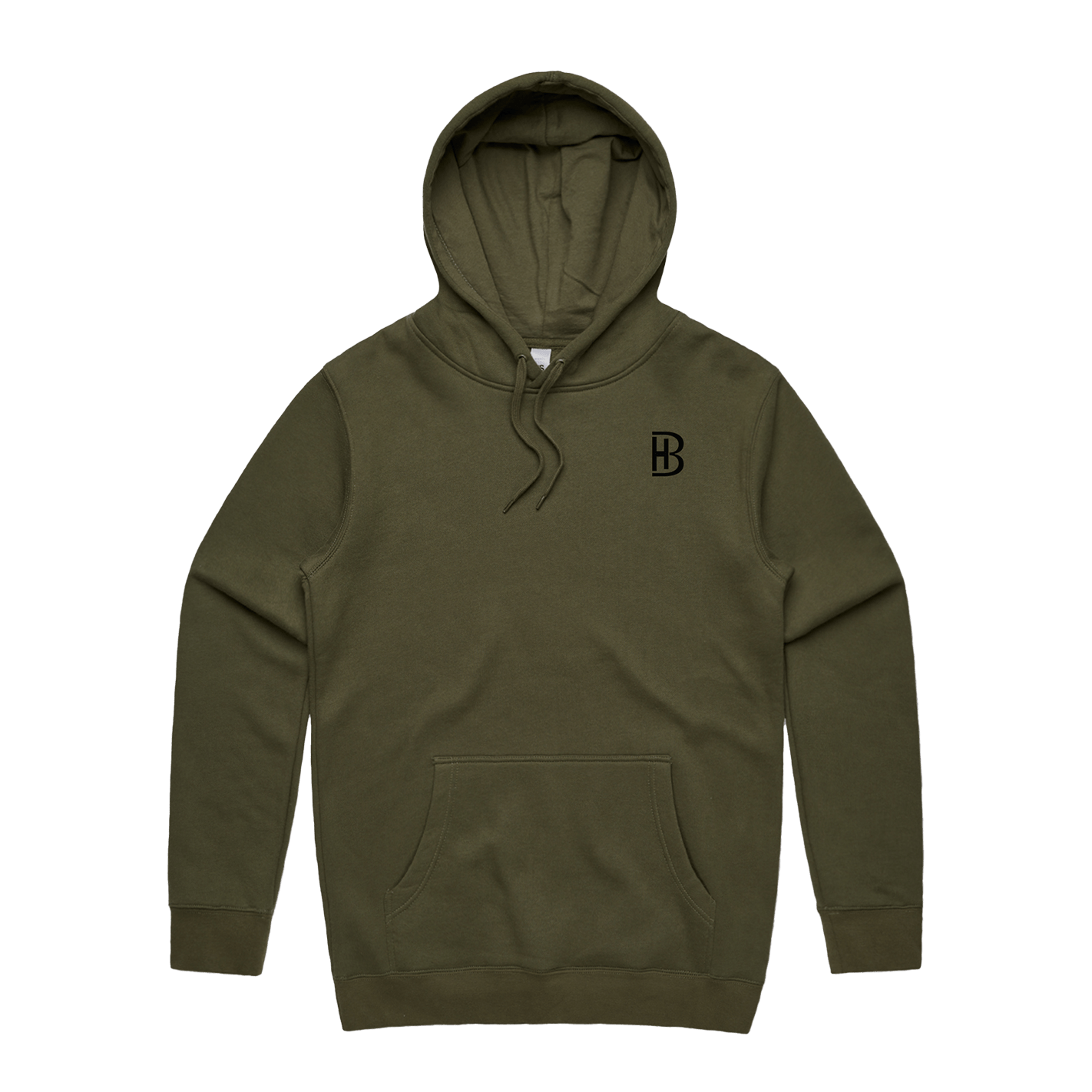 BH Pocket Logo - Men's Hoodie - Military Green - Bell Heritage Company - Black