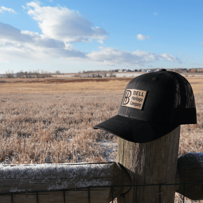 BHC Square Leather Patch Hat - Bell Heritage Company - Black/Bourbon