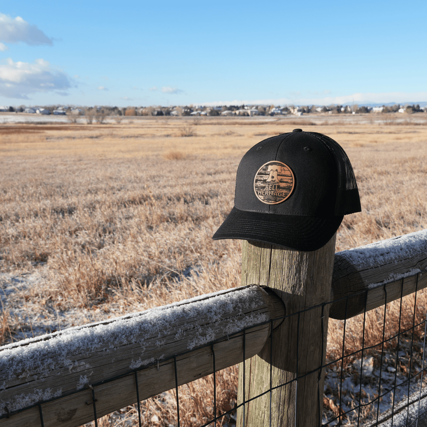 Bourbon Barrel Leather Patch Hat - Bell Heritage Company - Black/Bourbon