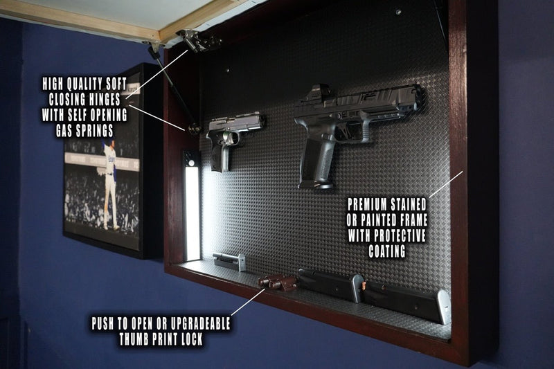 Custom Canvas Art - 2 Pistol - Hidden Gun Safe with Biometric Fingerprint Lock - Bell Heritage Company - Mahogany