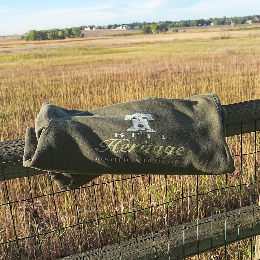 Heritage Script – Men’s Midweight Hoodie - Bell Heritage Company - Army