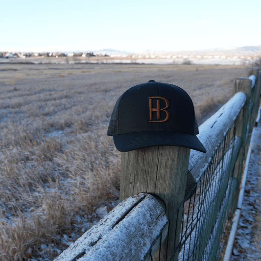 BH Covert Black Trucker Snapback Hat - Bell Heritage Company - Black/Bourbon