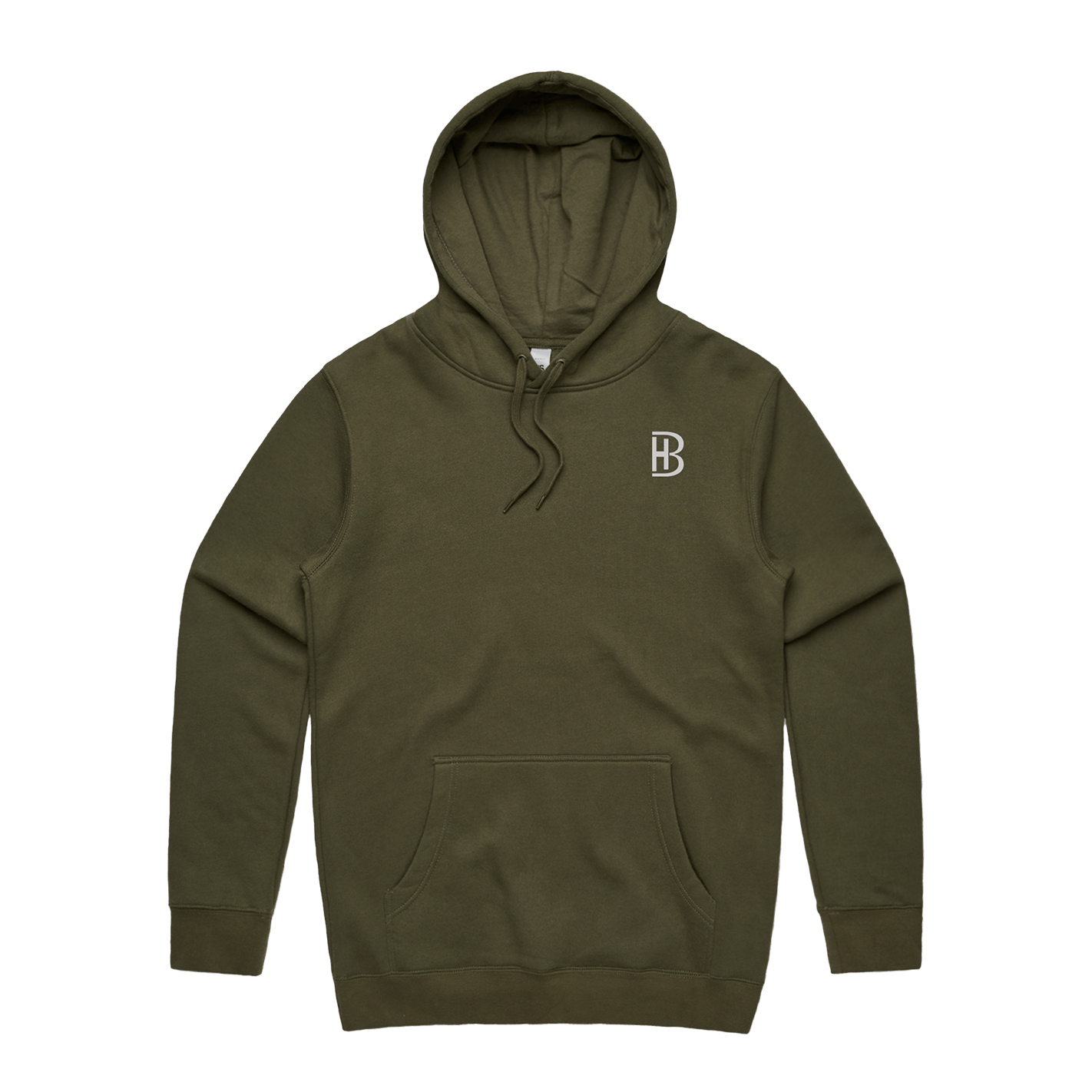 BH Pocket Logo - Men's Hoodie - Military Green - Bell Heritage Company - White