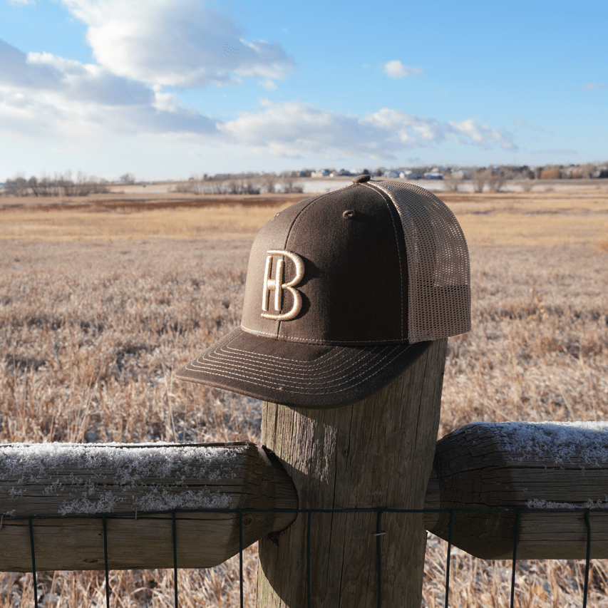 BH Rawhide Edition Trucker Snapback Hat - Bell Heritage Company - Walnut/Khaki