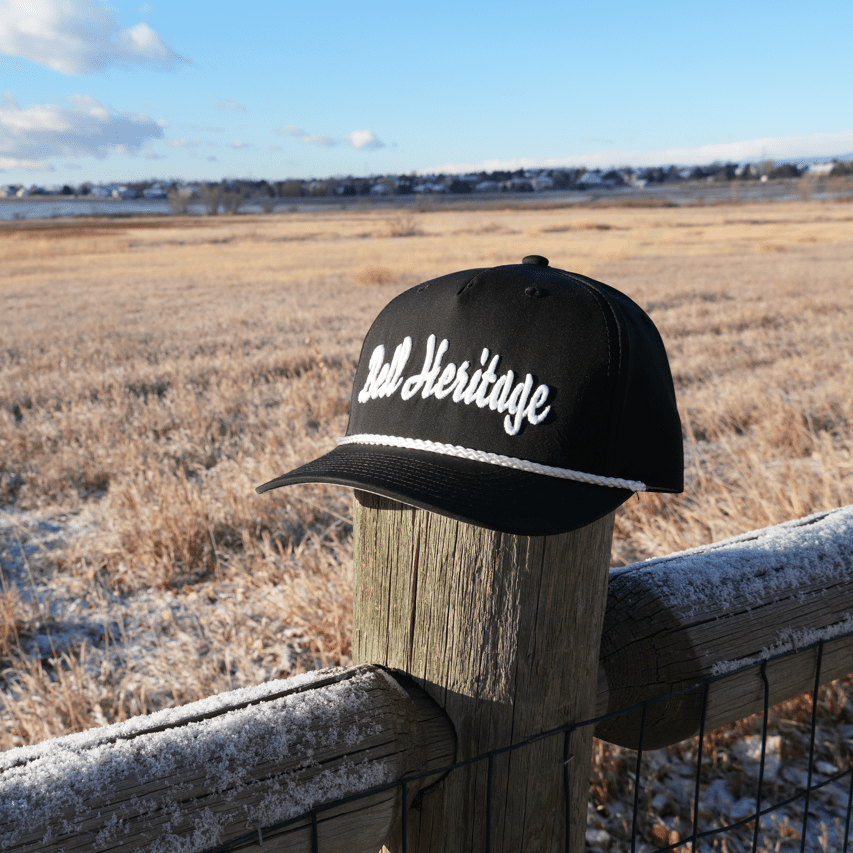 Cursive 5 Panel Braid Hat - Bell Heritage Company - Black/White