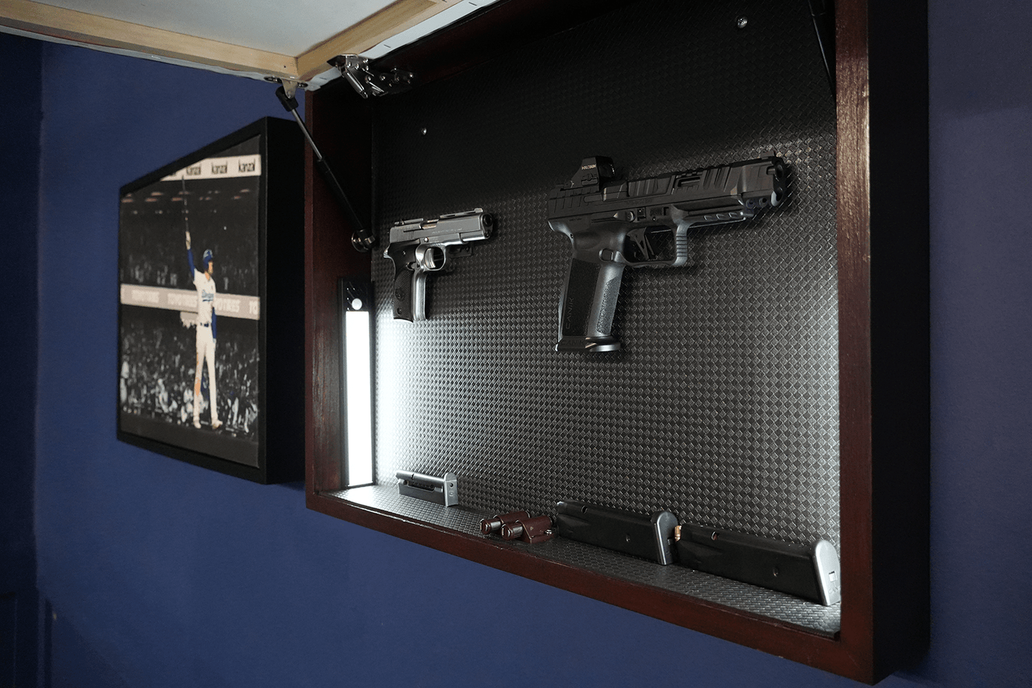 Custom Canvas Art - 2 Pistol - Hidden Gun Safe with Biometric Fingerprint Lock - Bell Heritage Company - Black