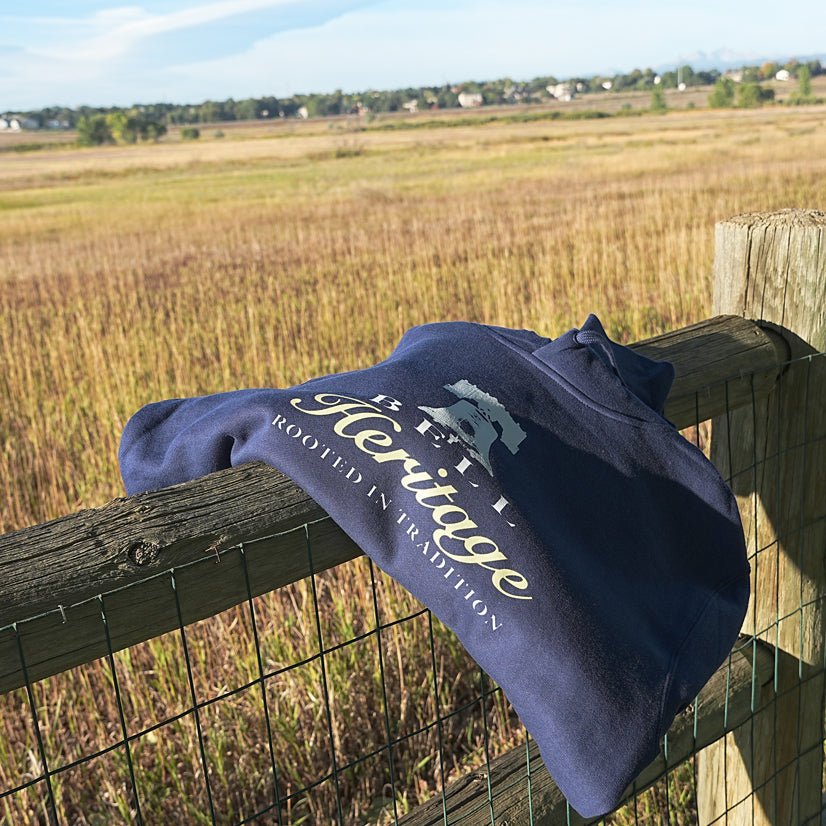 Heritage Script – Men’s Midweight Hoodie - Bell Heritage Company - Navy