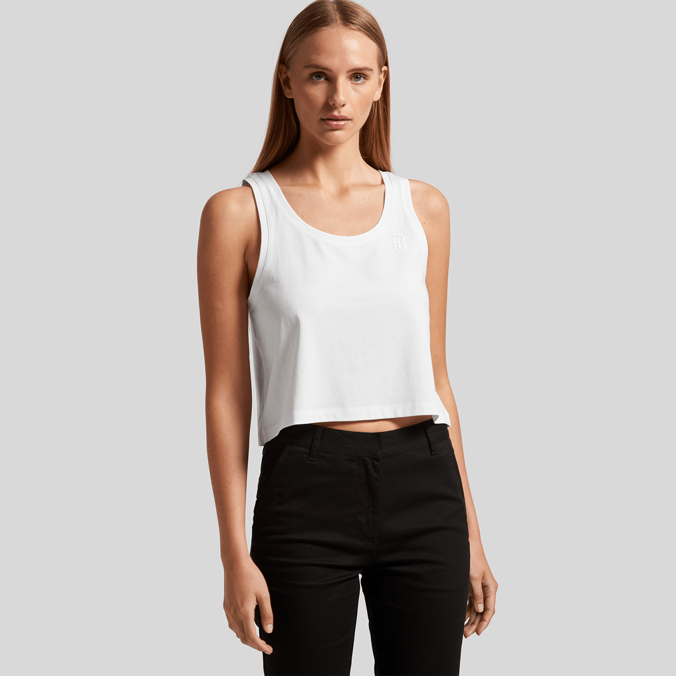 Women Crop Singlet - Embroidered BH - Bell Heritage Company - Black