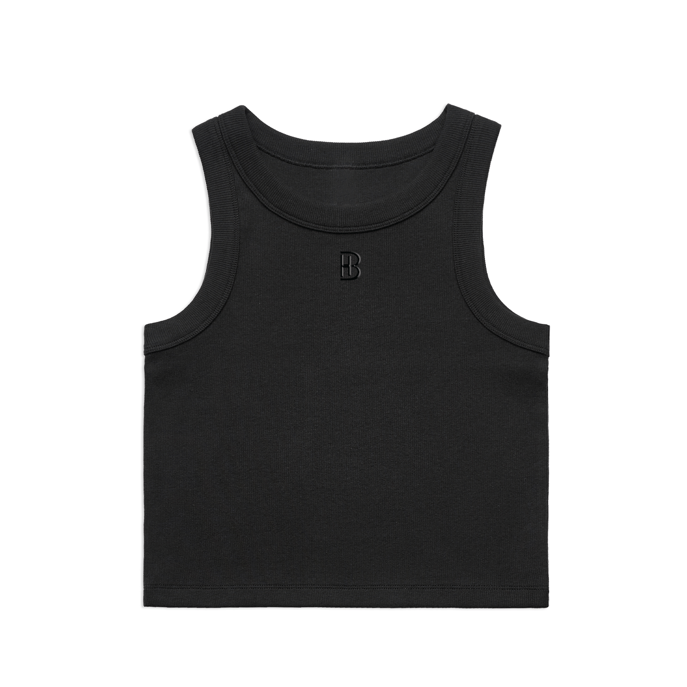 Women Rib Crop Tank - Embroidered BH - Bell Heritage Company - Black