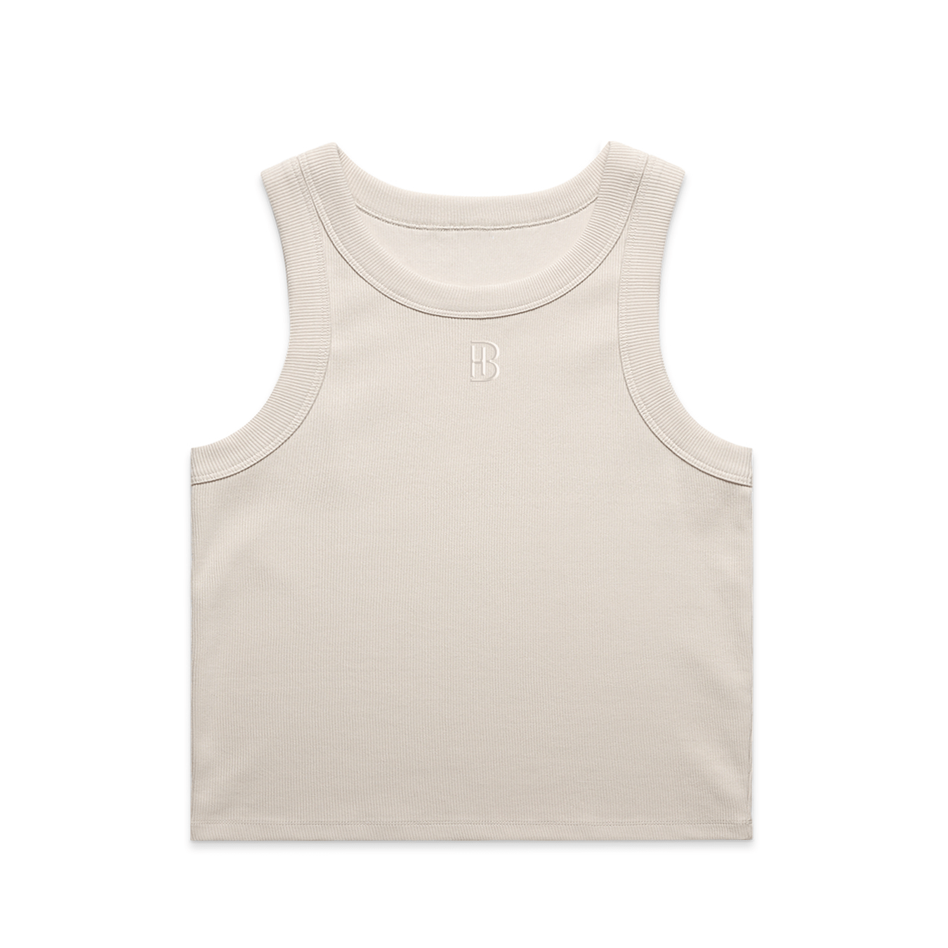 Women Rib Crop Tank - Embroidered BH - Bell Heritage Company - Bone