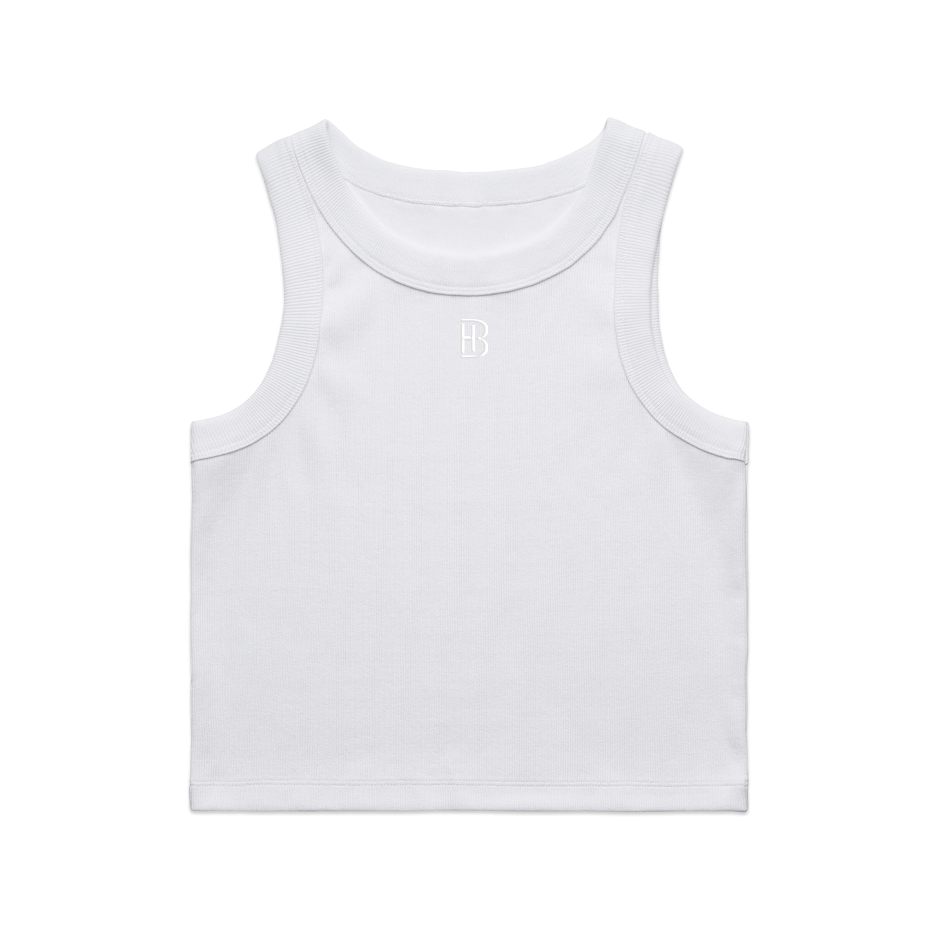 Women Rib Crop Tank - Embroidered BH - Bell Heritage Company - White